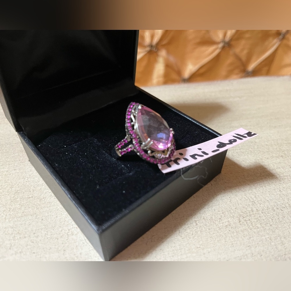 Affinity Gems Kunzite & Pink Sapphire Teardrop Ring, Sterling Silver NWT - Picture 3 of 9
